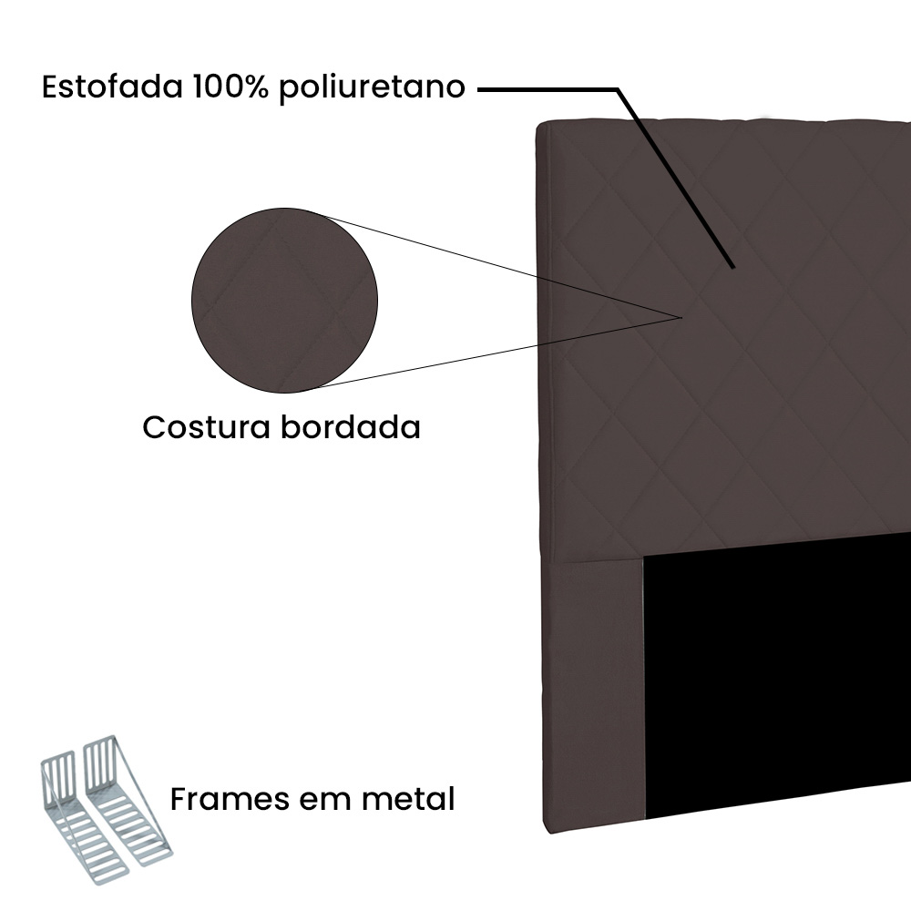 Cabeceira Estofada Cama Box Casal King Size Esmeralda 195cm Suede Café - Desk Design