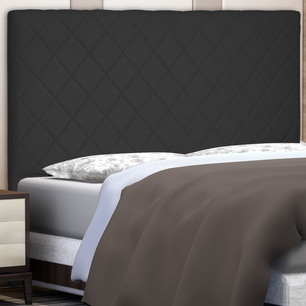 Cabeceira Estofada Cama Box Casal King Size Esmeralda 195cm Suede Preto - Desk Design