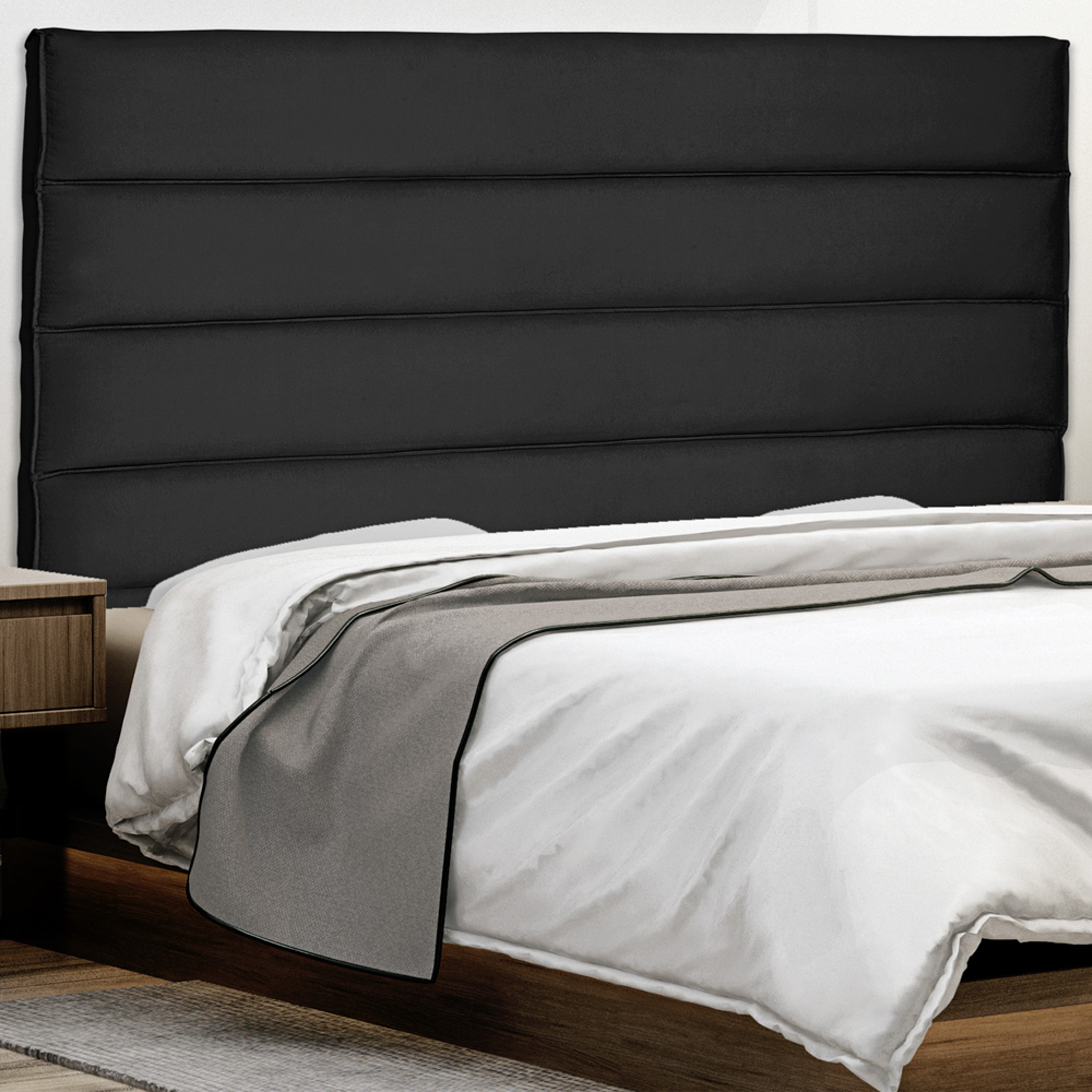 Cabeceira Estofada Cama Box Casal King Size La Italian 195cm Suede Preto - Desk Design