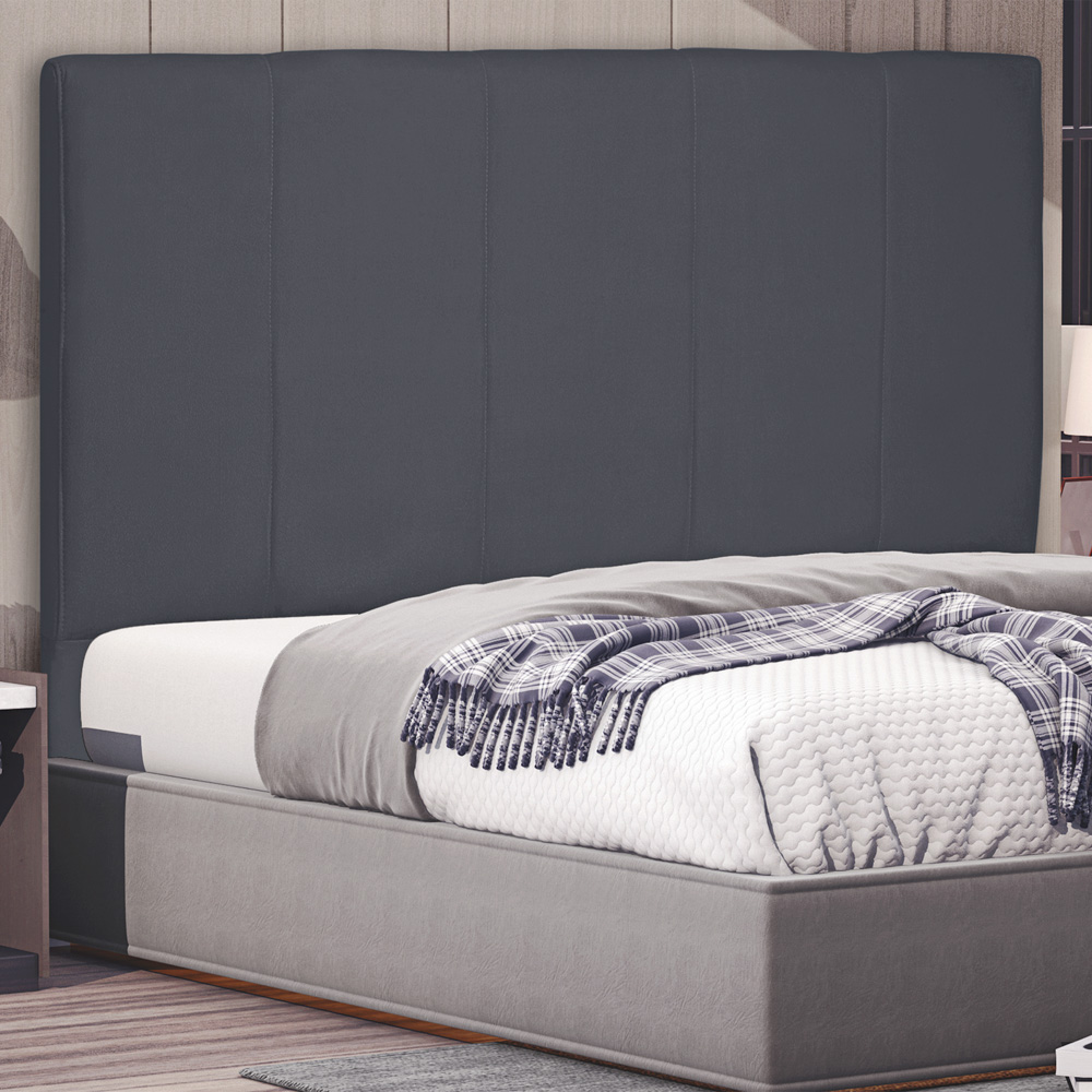 Cabeceira Estofada Cama Box Casal King Size Ravenna 195cm Suede Cinza - Desk Design