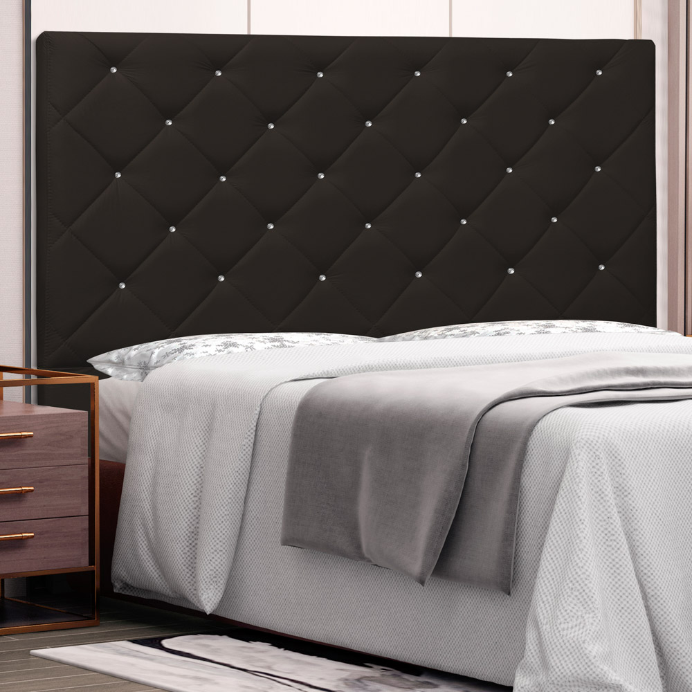 Cabeceira Estofada Cama Box Casal King Size Tânia 195cm Corano Marrom - Desk Design