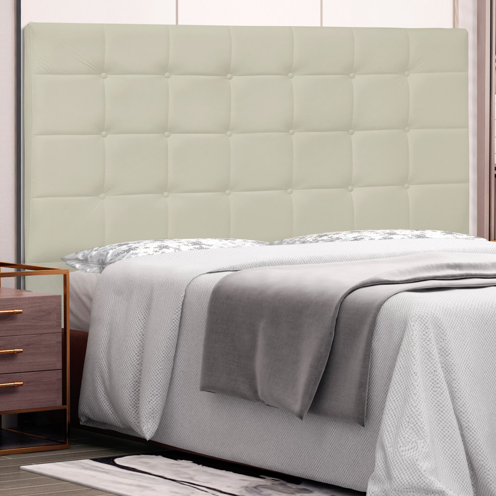 Cabeceira Estofada Cama Box Casal King Size Verona 195cm Corano Bege - Desk Design