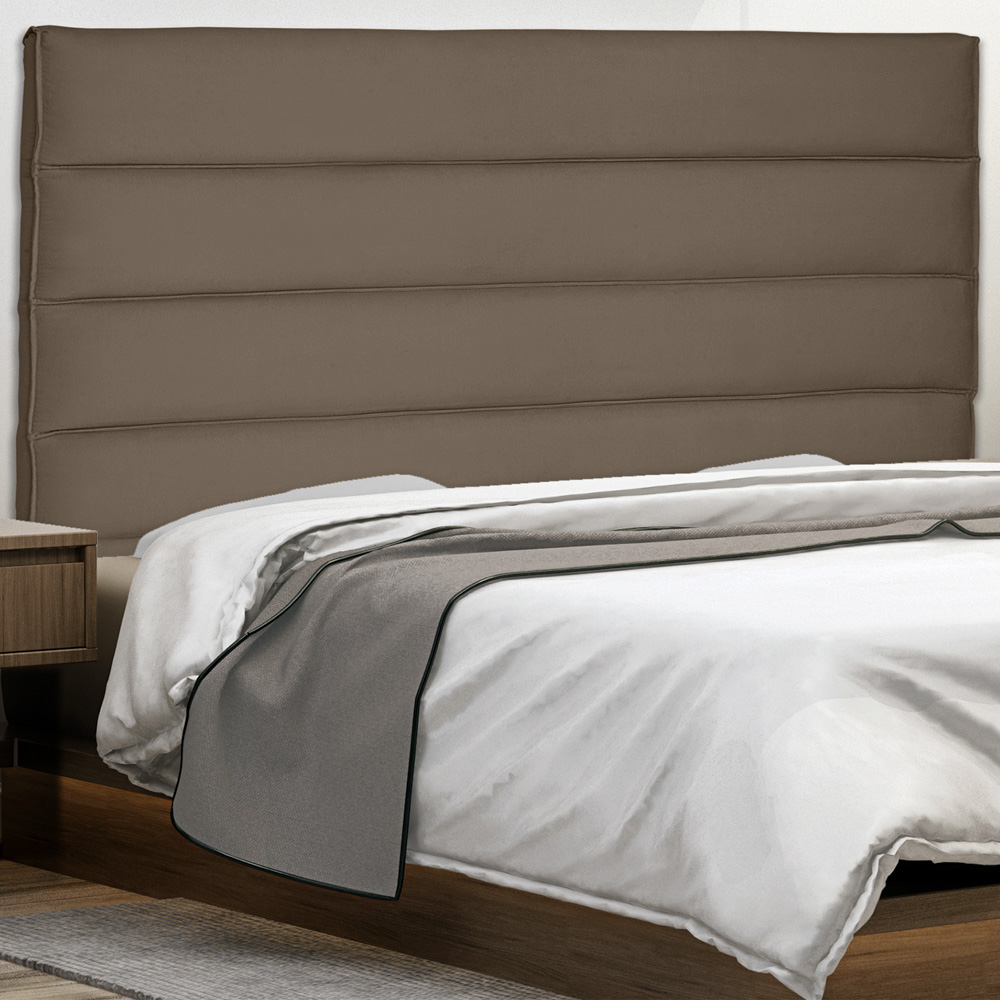 Cabeceira Estofada Cama Box Casal La Italian 140cm Suede Caramelo - Desk Design