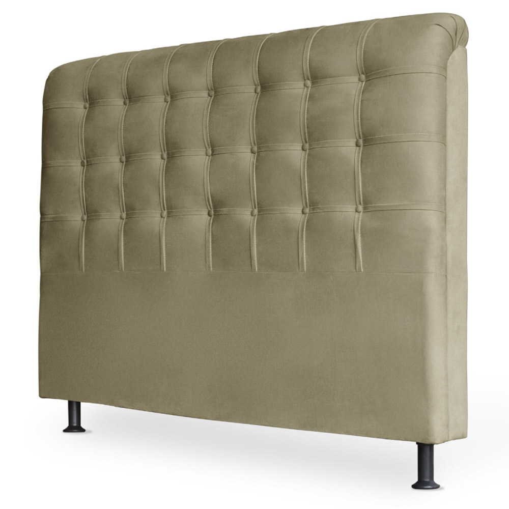 Cabeceira Estofada Cama Box Casal Louise 140cm Suede Bege Escuro - Desk Design