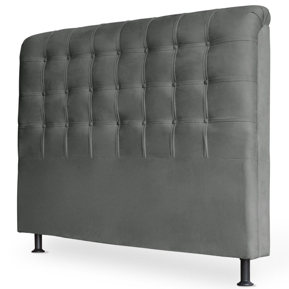 Cabeceira Estofada Cama Box Casal Queen Louise 160cm Suede Cinza - Desk Design