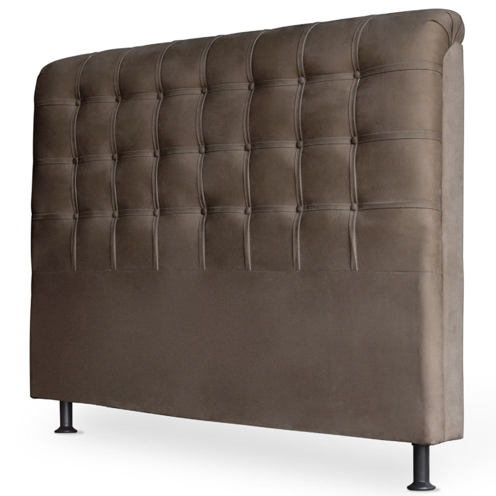 Cabeceira Estofada Cama Box Casal Queen Louise 160cm Suede Marrom - Desk Design
