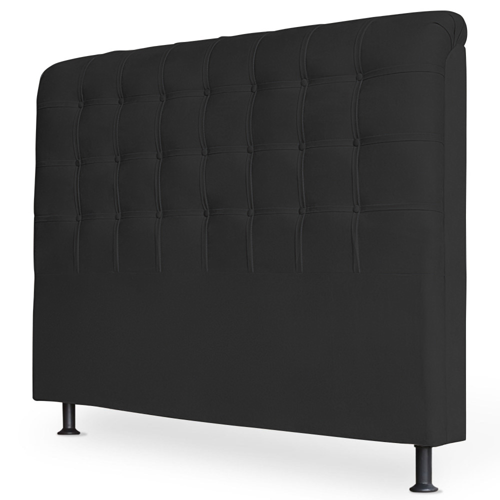 Cabeceira Estofada Cama Box Casal Queen Louise 160cm Suede Preto - Desk Design