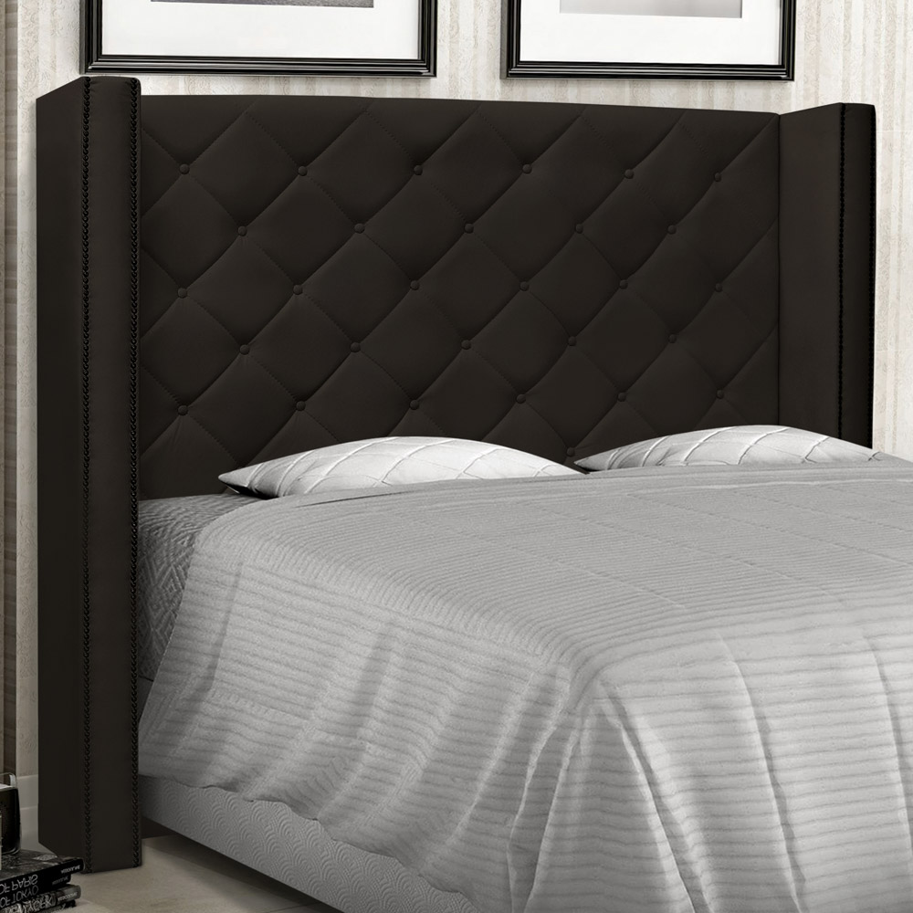 Cabeceira Estofada Cama Box Casal Queen Size Alteza 160cm Corano Marrom - Desk Design