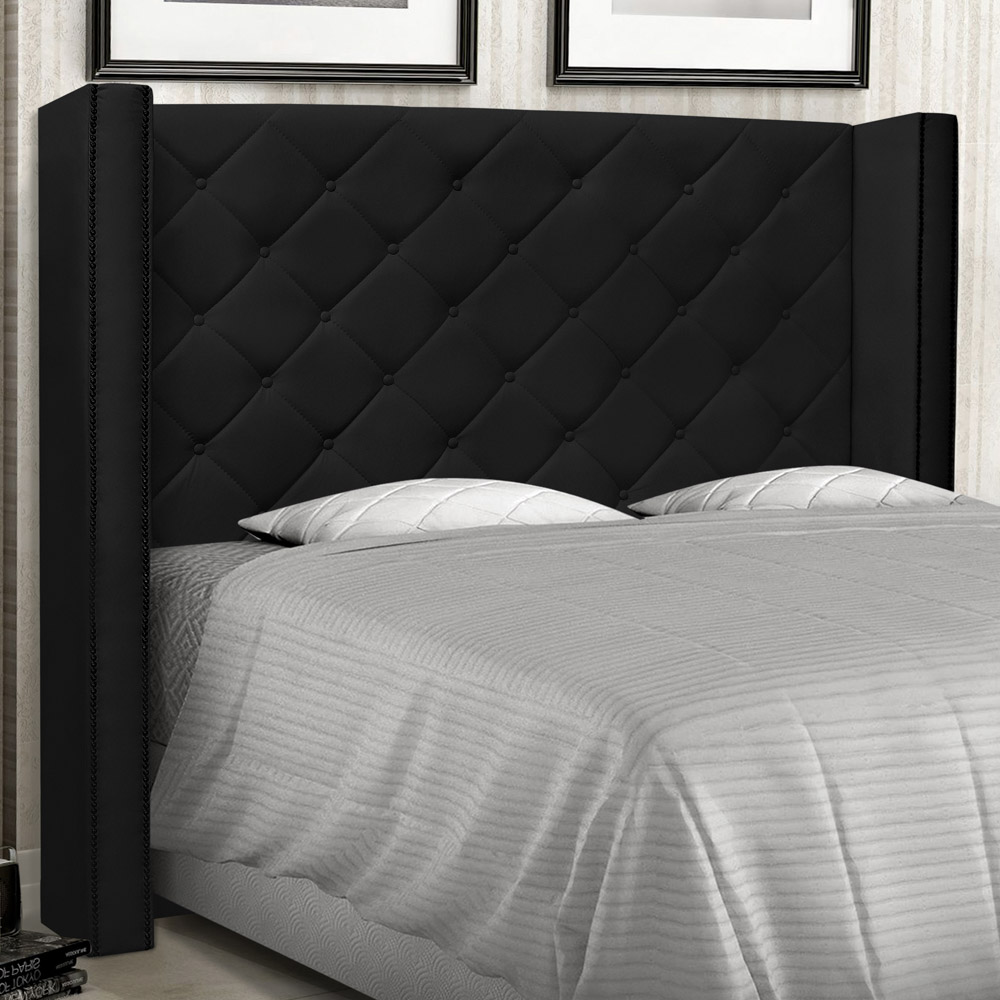 Cabeceira Estofada Cama Box Casal Queen Size Alteza 160cm Corano Preto - Desk Design