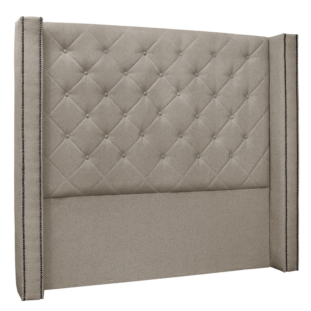 Cabeceira Estofada Cama Box Casal Queen Size Alteza 160cm Linho Rústico Areia - Desk Design