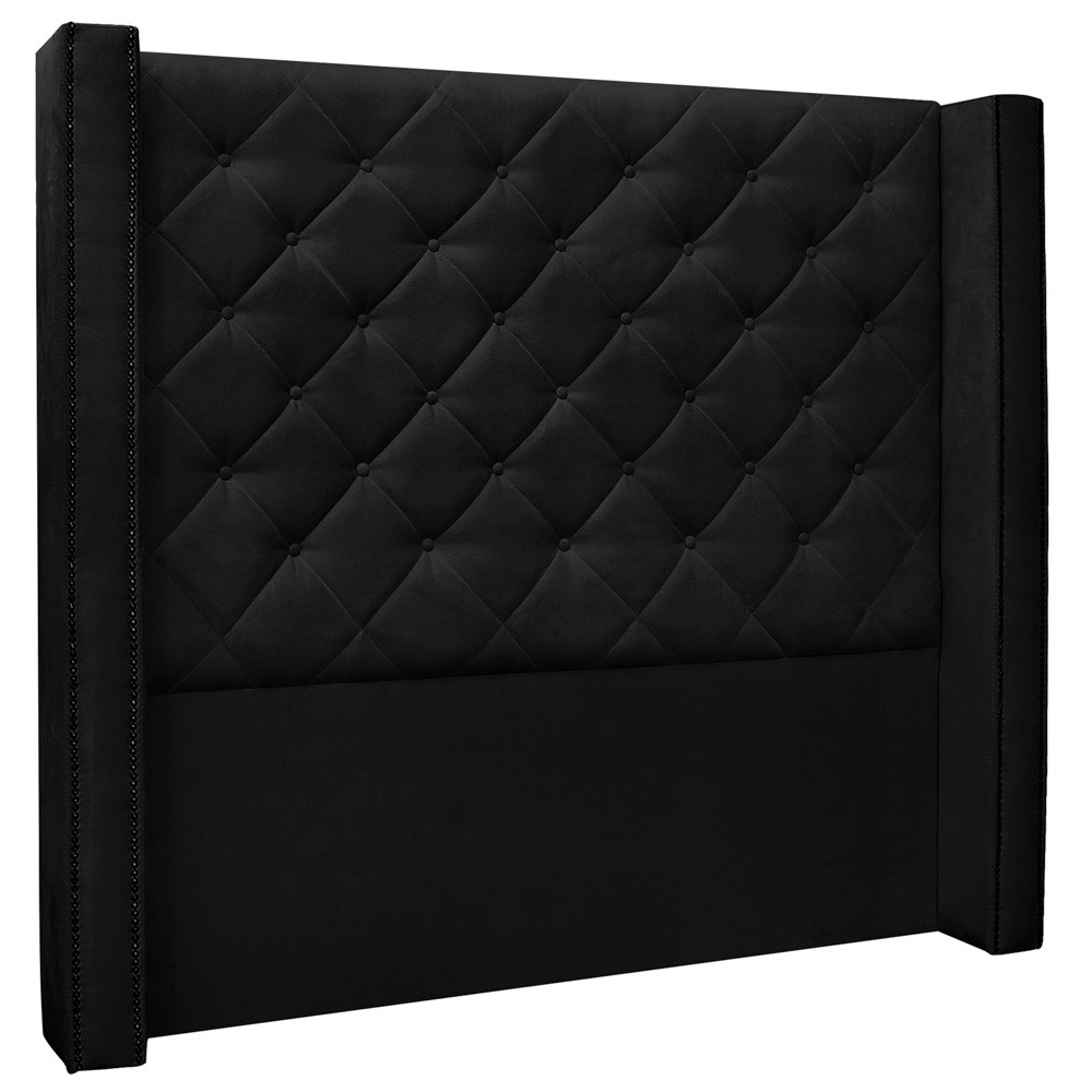 Cabeceira Estofada Cama Box Casal Queen Size Alteza 160cm Suede Preto - Desk Design