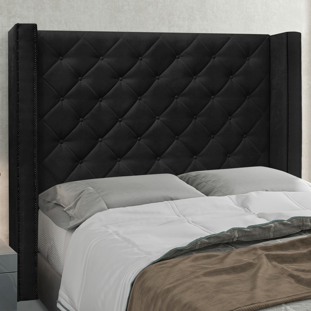 Cabeceira Estofada Cama Box Casal Queen Size Alteza 160cm Suede Preto - Desk Design