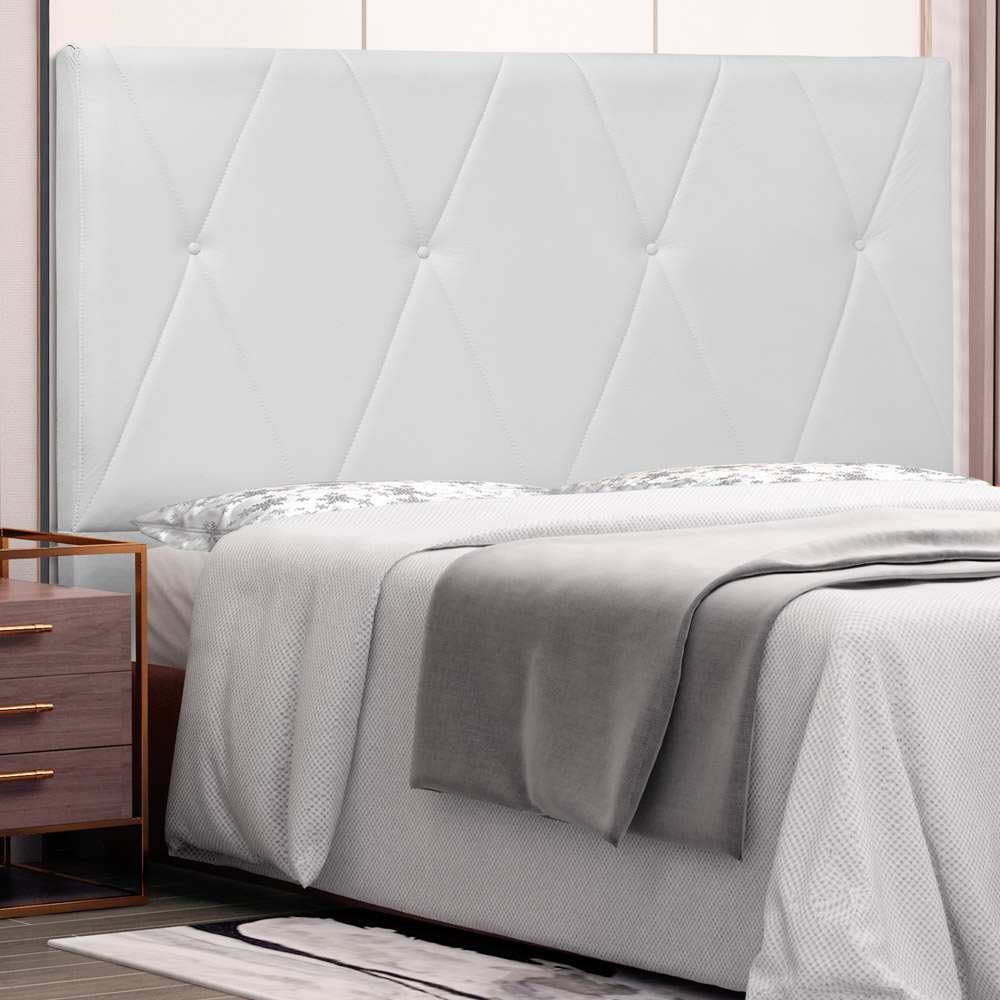 Cabeceira Estofada Cama Box Casal Queen Size Aquilla 160cm Corano Branco - Desk Design