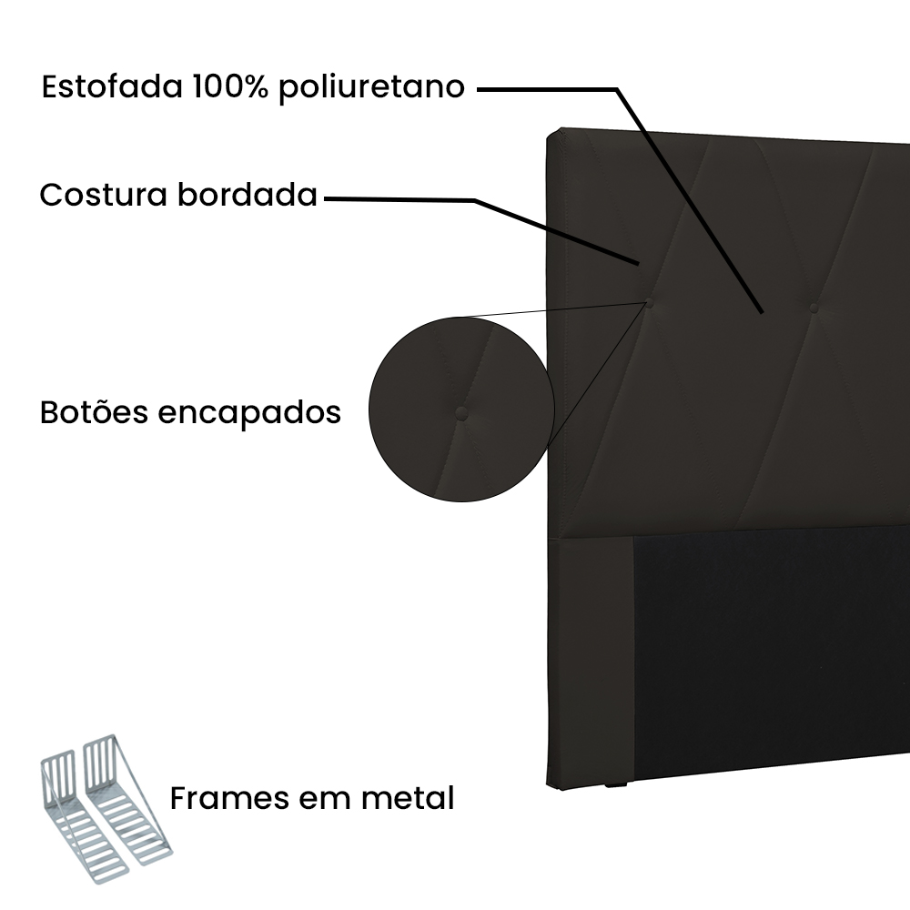 Cabeceira Estofada Cama Box Casal Queen Size Aquilla 160cm Corano Marrom - Desk Design
