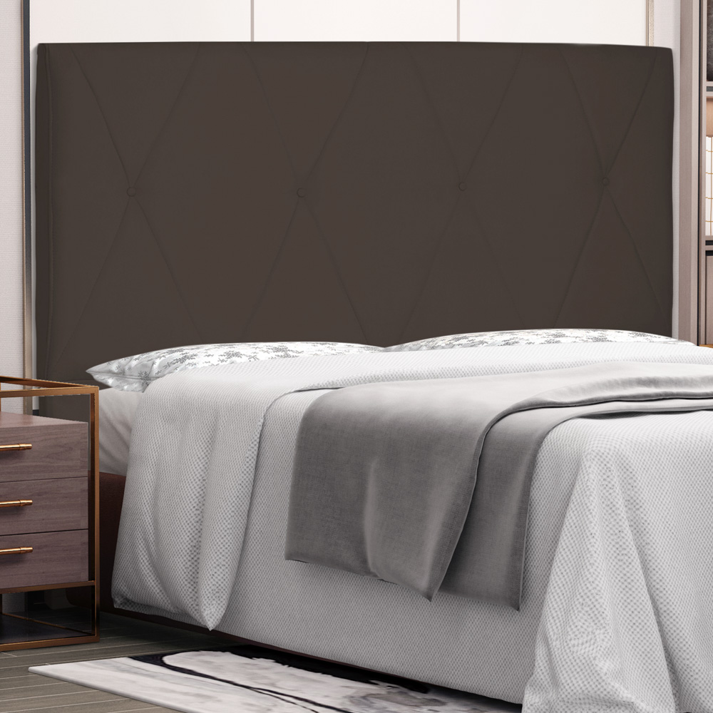 Cabeceira Estofada Cama Box Casal Queen Size Aquilla 160cm Suede Café - Desk Design