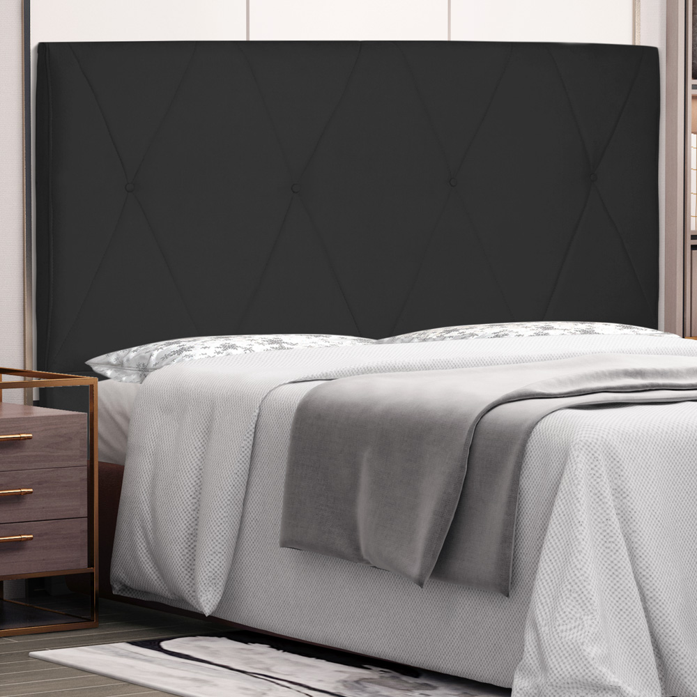 Cabeceira Estofada Cama Box Casal Queen Size Aquilla 160cm Suede Preto - Desk Design