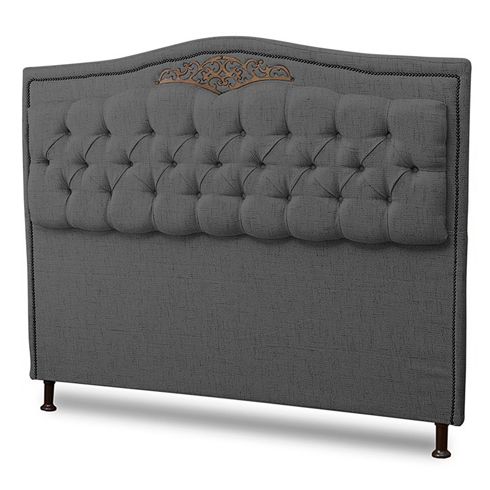 Cabeceira Estofada Cama Box Casal Queen Size Belize 160cm Linho Grafite - Desk Design