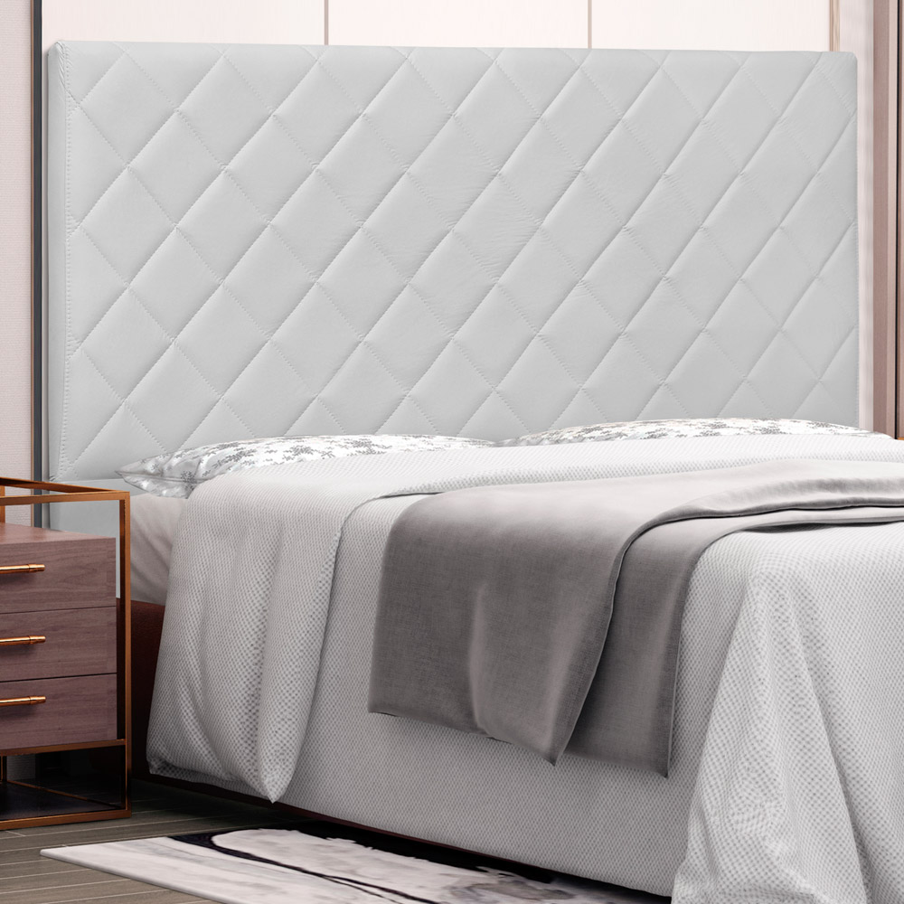 Cabeceira Estofada Cama Box Casal Queen Size Esmeralda 160cm Corano Branco - Desk Design