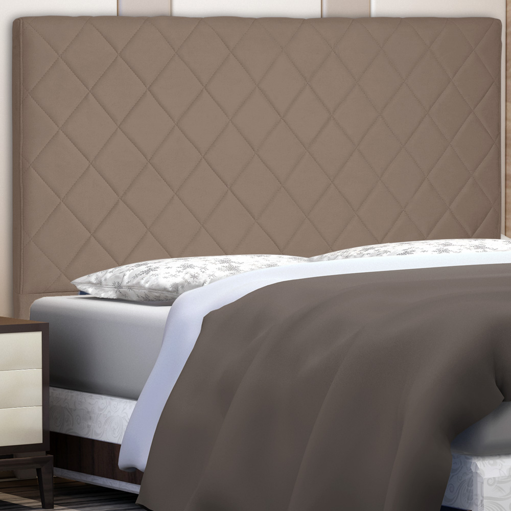 Cabeceira Estofada Cama Box Casal Queen Size Esmeralda 160cm Suede Caramelo - Desk Design