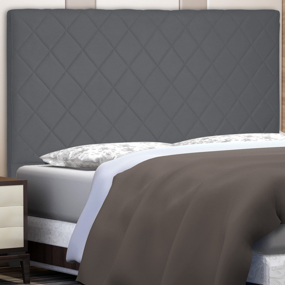 Cabeceira Estofada Cama Box Casal Queen Size Esmeralda 160cm Suede Cinza - Desk Design