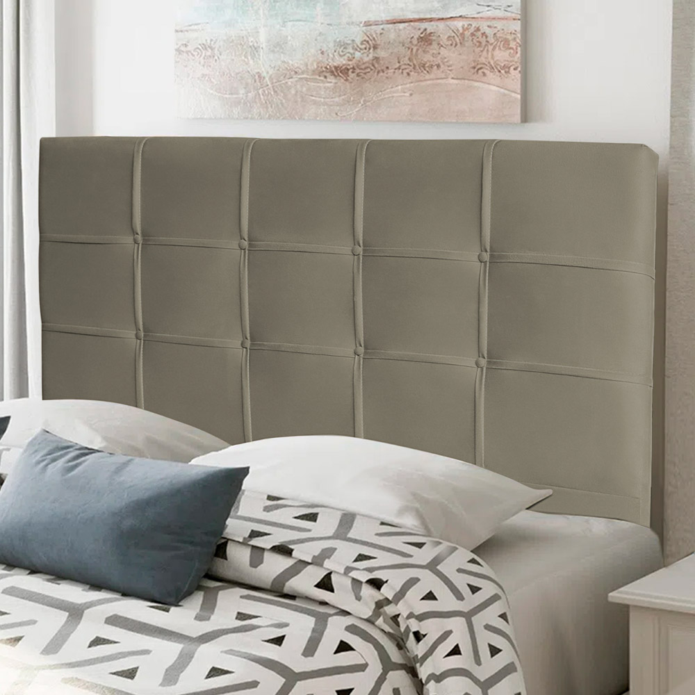 Cabeceira Estofada Cama Box Casal Queen Size Fiorella 160cm Suede Bege Escuro - Desk Design