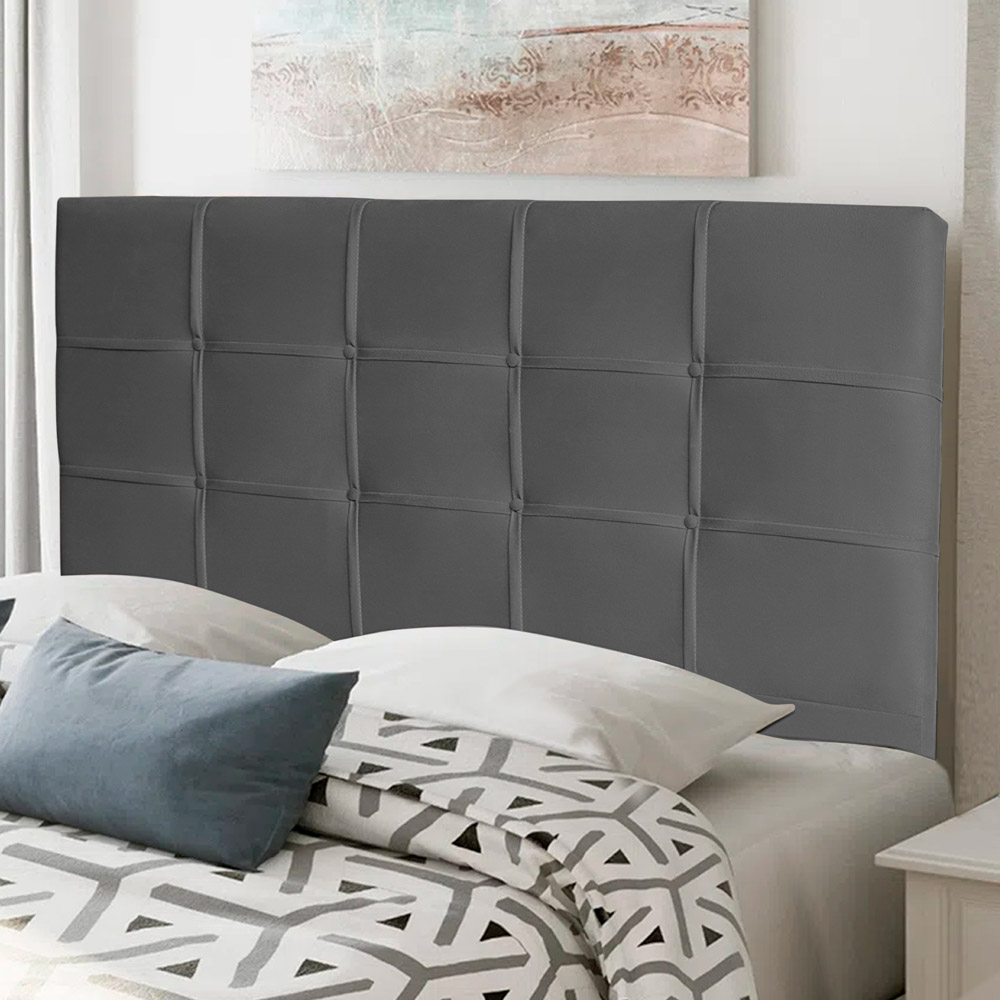 Cabeceira Estofada Cama Box Casal Queen Size Fiorella 160cm Suede Cinza - Desk Design