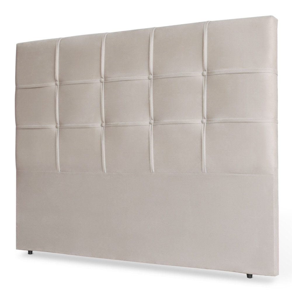 Cabeceira Estofada Cama Box Casal Queen Size Fiorella 160cm Suede Marfim - Desk Design