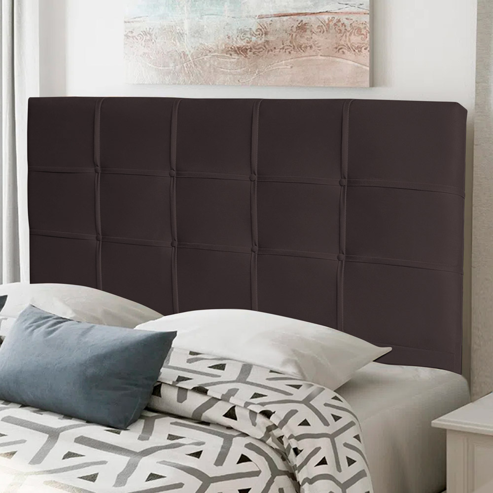 Cabeceira Estofada Cama Box Casal Queen Size Fiorella 160cm Suede Marrom - Desk Design