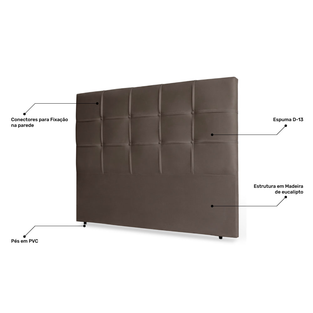 Cabeceira Estofada Cama Box Casal Queen Size Fiorella 160cm Suede Marrom - Desk Design