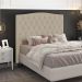 Cabeceira Estofada Cama Box Casal Queen Size Greta 160cm com Frame Corano Bege - Desk Design