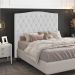 Cabeceira Estofada Cama Box Casal Queen Size Greta 160cm com Frame Corano Branco - Desk Design