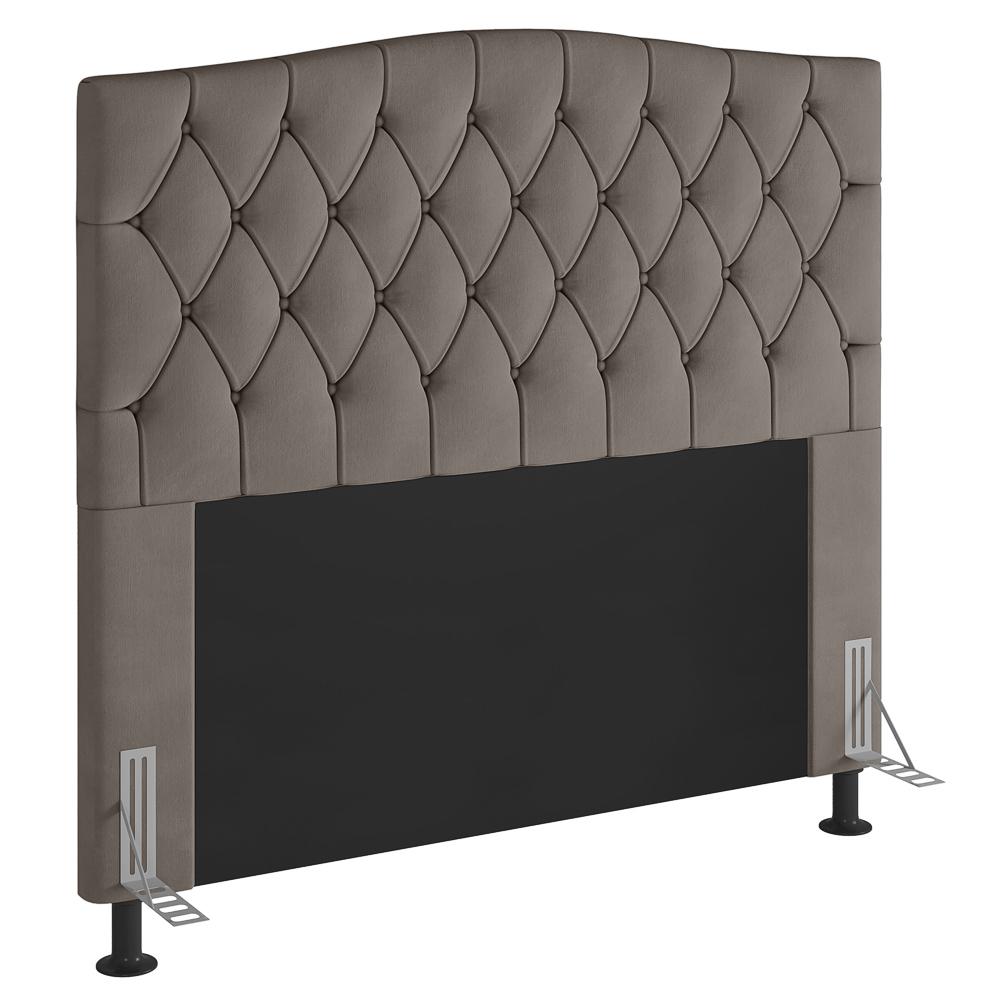 Cabeceira Estofada Cama Box Casal Queen Size Greta 160cm com Frame Suede Bege - Desk Design
