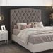 Cabeceira Estofada Cama Box Casal Queen Size Greta 160cm com Frame Suede Bege - Desk Design