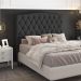 Cabeceira Estofada Cama Box Casal Queen Size Greta 160cm com Frame Suede Cinza - Desk Design