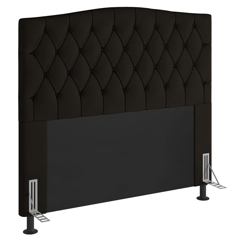 Cabeceira Estofada Cama Box Casal Queen Size Greta 160cm com Frame Suede Marrom - Desk Design