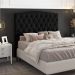 Cabeceira Estofada Cama Box Casal Queen Size Greta 160cm com Frame Suede Preto - Desk Design