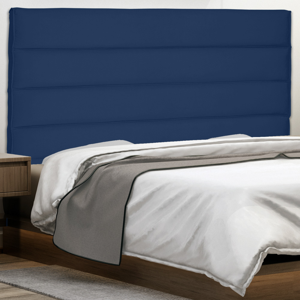 Cabeceira Estofada Cama Box Casal Queen Size La Italian 160cm Suede Azul Marinho - Desk Design