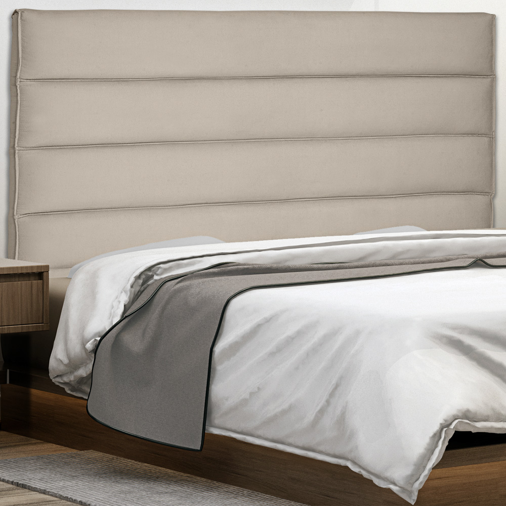 Cabeceira Estofada Cama Box Casal Queen Size La Italian 160cm Suede Bege - Desk Design