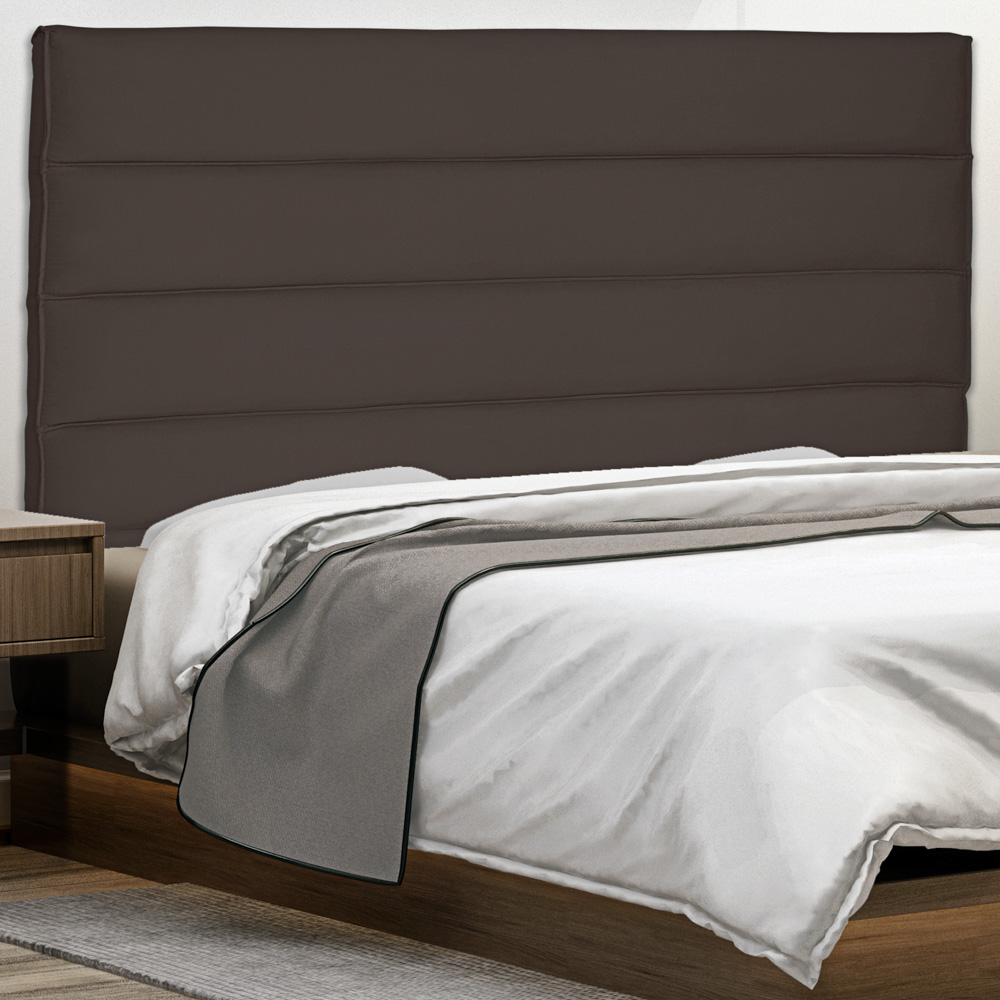 Cabeceira Estofada Cama Box Casal Queen Size La Italian 160cm Suede Café - Desk Design