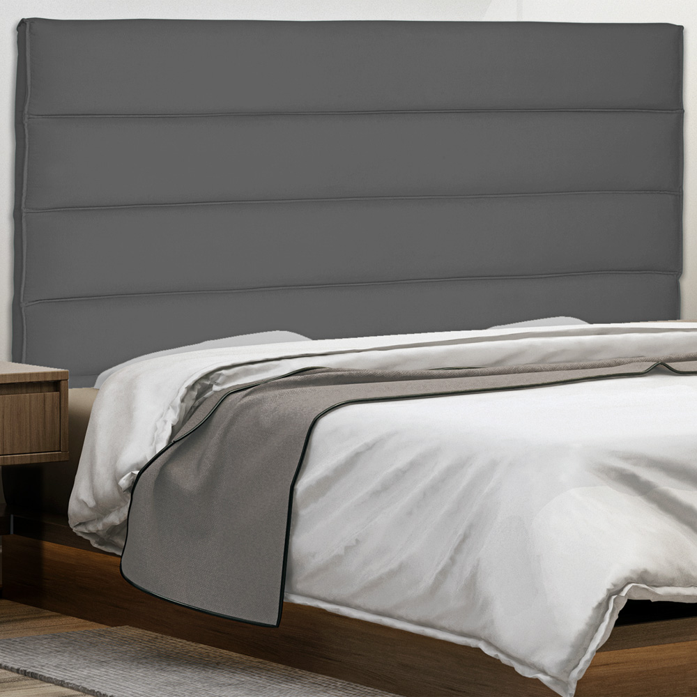 Cabeceira Estofada Cama Box Casal Queen Size La Italian 160cm Suede Cinza - Desk Design