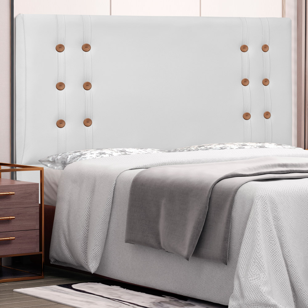 Cabeceira Estofada Cama Box Casal Queen Size Monreale 160cm Corano Branco - Desk Design