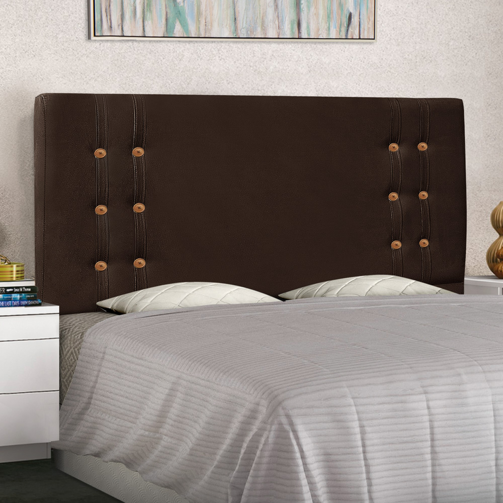 Cabeceira Estofada Cama Box Casal Queen Size Monreale 160cm Suede Café - Desk Design