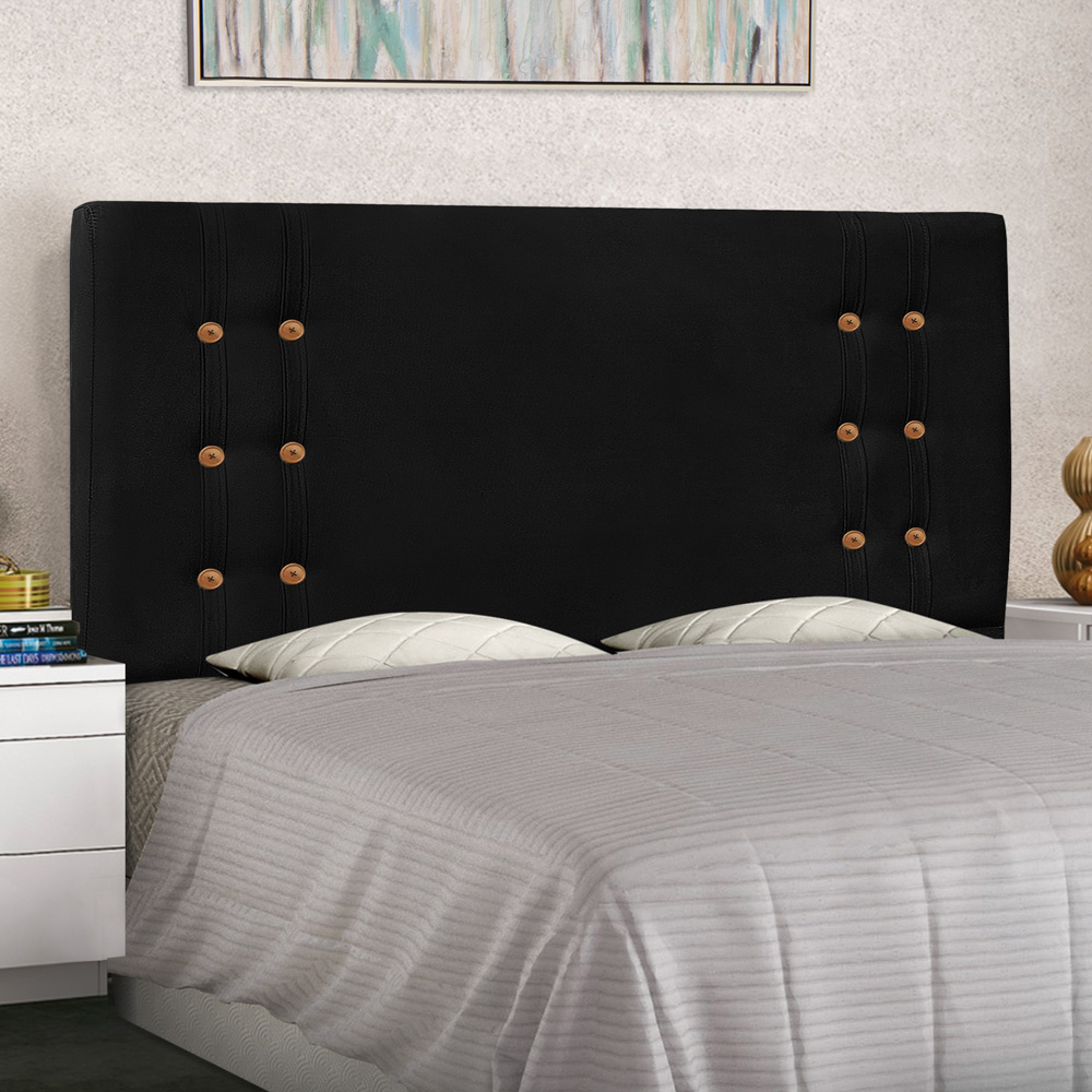 Cabeceira Estofada Cama Box Casal Queen Size Monreale 160cm Suede Preto - Desk Design