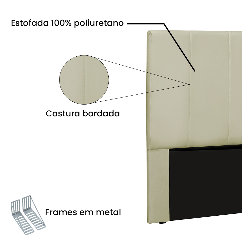 Cabeceira Estofada Cama Box Casal Queen Size Ravenna 160cm Corano Bege - Desk Design