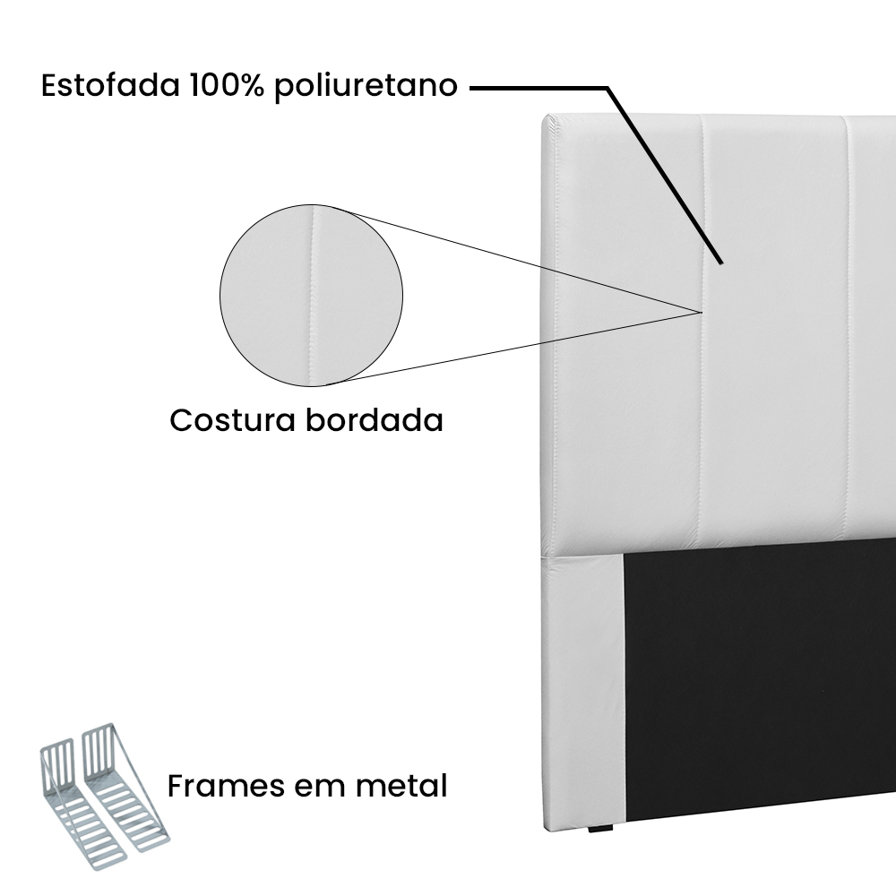 Cabeceira Estofada Cama Box Casal Queen Size Ravenna 160cm Corano Branco - Desk Design