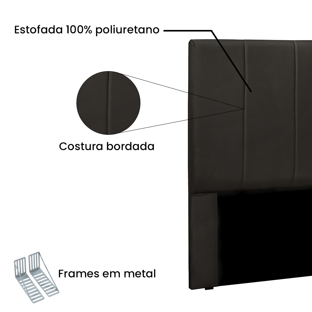 Cabeceira Estofada Cama Box Casal Queen Size Ravenna 160cm Corano Marrom - Desk Design