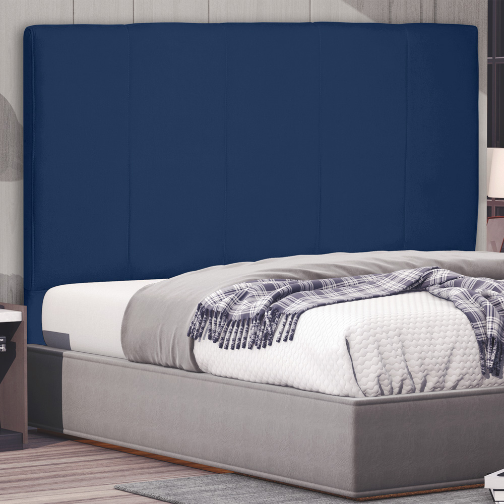 Cabeceira Estofada Cama Box Casal Queen Size Ravenna 160cm Suede Azul Marinho - Desk Design