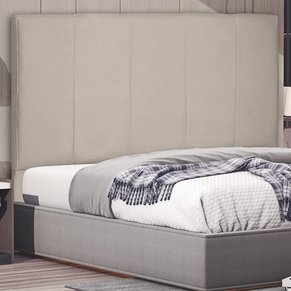 Cabeceira Estofada Cama Box Casal Queen Size Ravenna 160cm Suede Bege - Desk Design