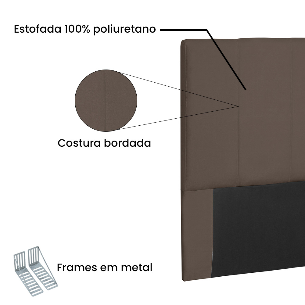 Cabeceira Estofada Cama Box Casal Queen Size Ravenna 160cm Suede Caramelo - Desk Design