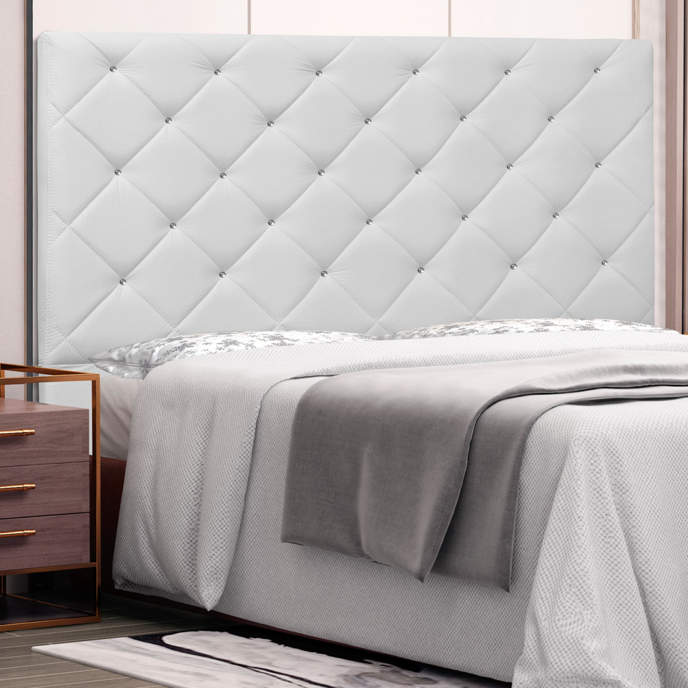 Cabeceira Estofada Cama Box Casal Queen Size Tânia 160cm Corano Branco - Desk Design